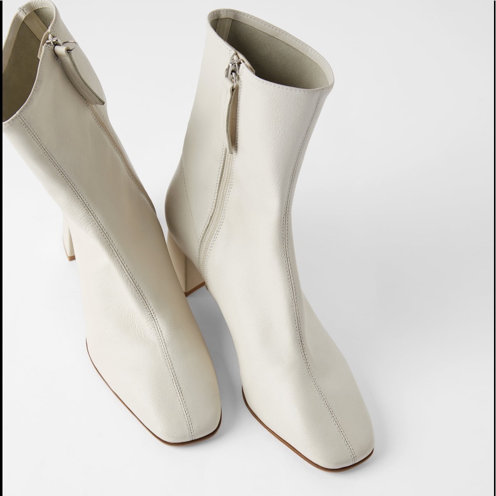 ZARA Soft Leather High Heeled Ankle Boots